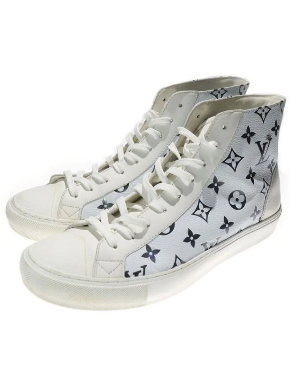 Louis Vuitton 21 SS Tattoo Line Monogram Leather High Cut Sneakers Ld0231 - Picture 2 of 6